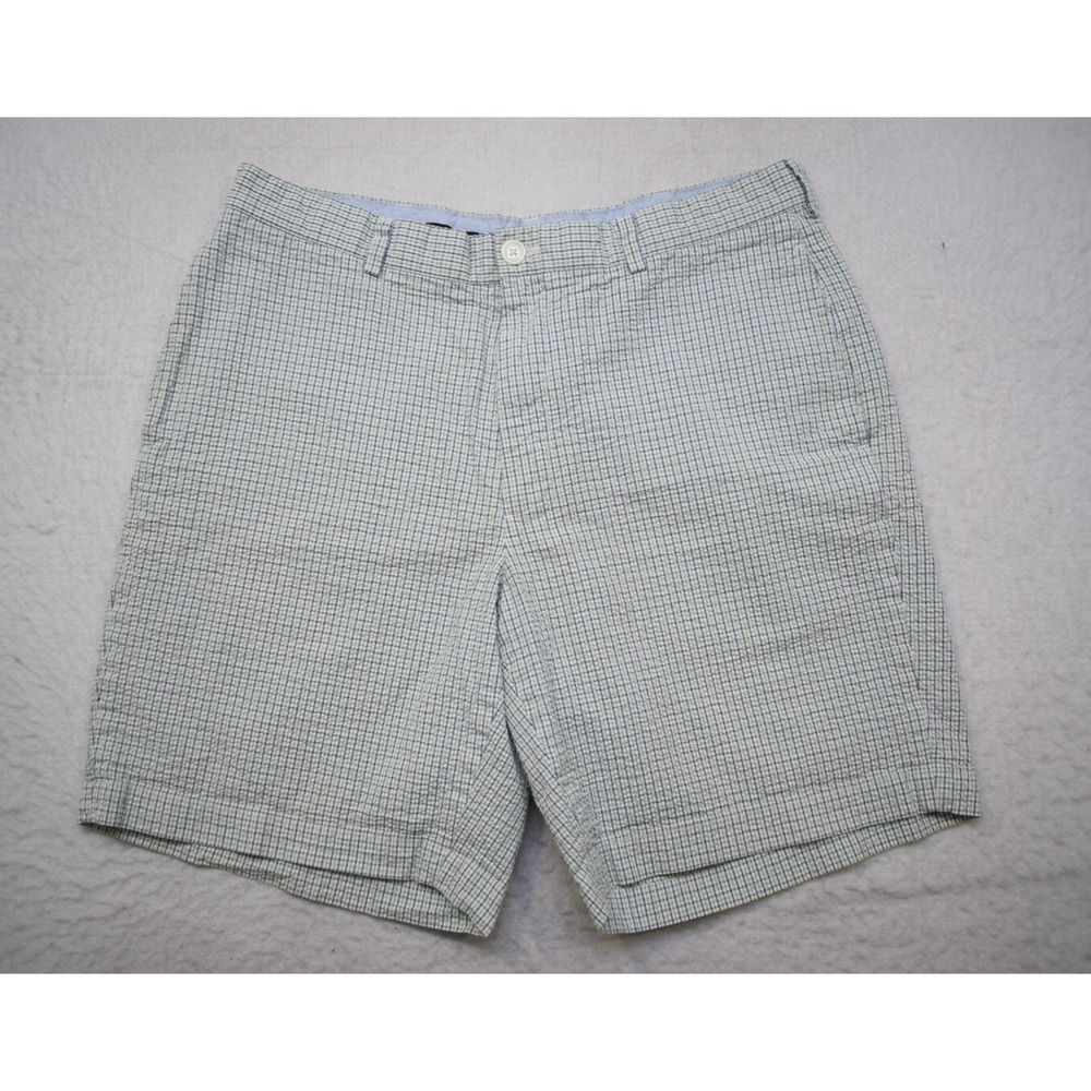 Brooks Brothers Seersucker Chino Shorts Plaid Flat Front Mens Size 36 x 9"